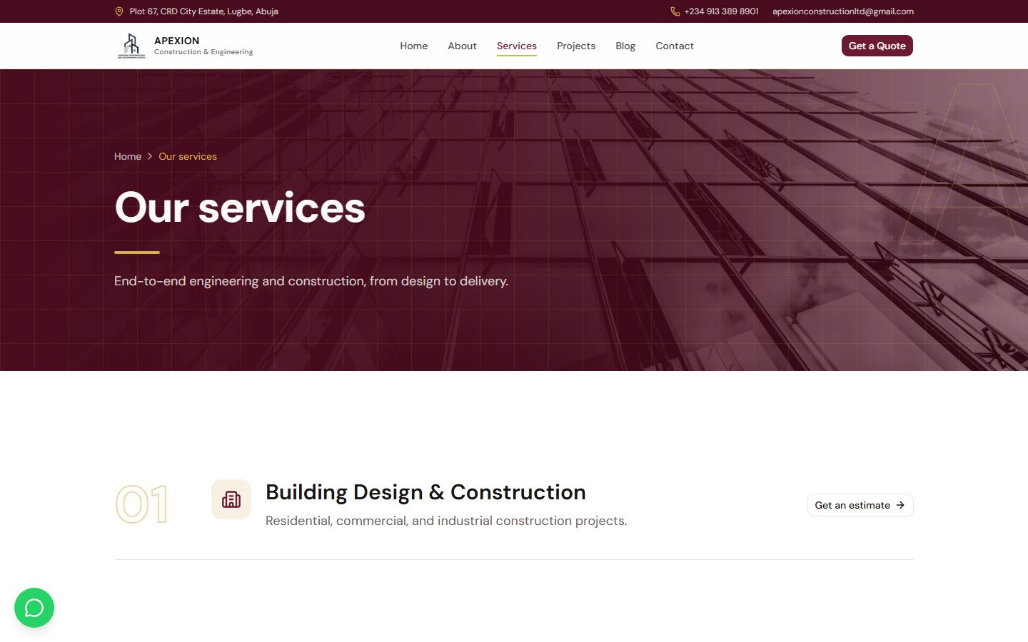 Corporate Website for a Construction & Engineering Firm screenshot